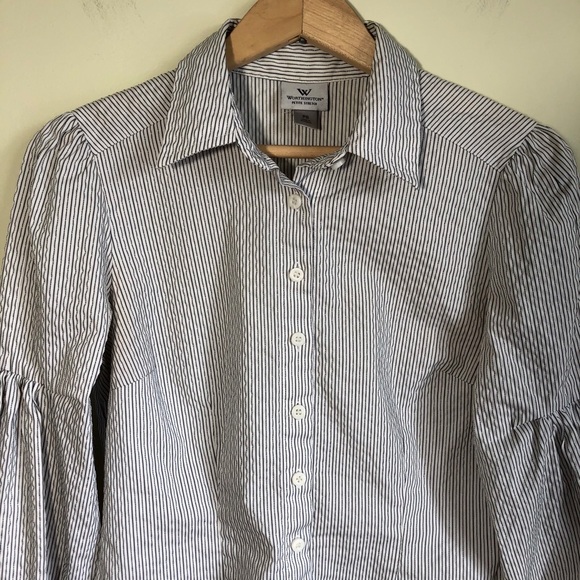 3/$30💚Worthington Petite black and white stripes blouse top size small - Picture 3 of 12